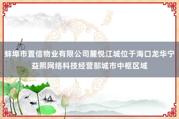 蚌埠市置信物业有限公司麓悦江城位于海口龙华宁益熙网络科技经营部城市中枢区域